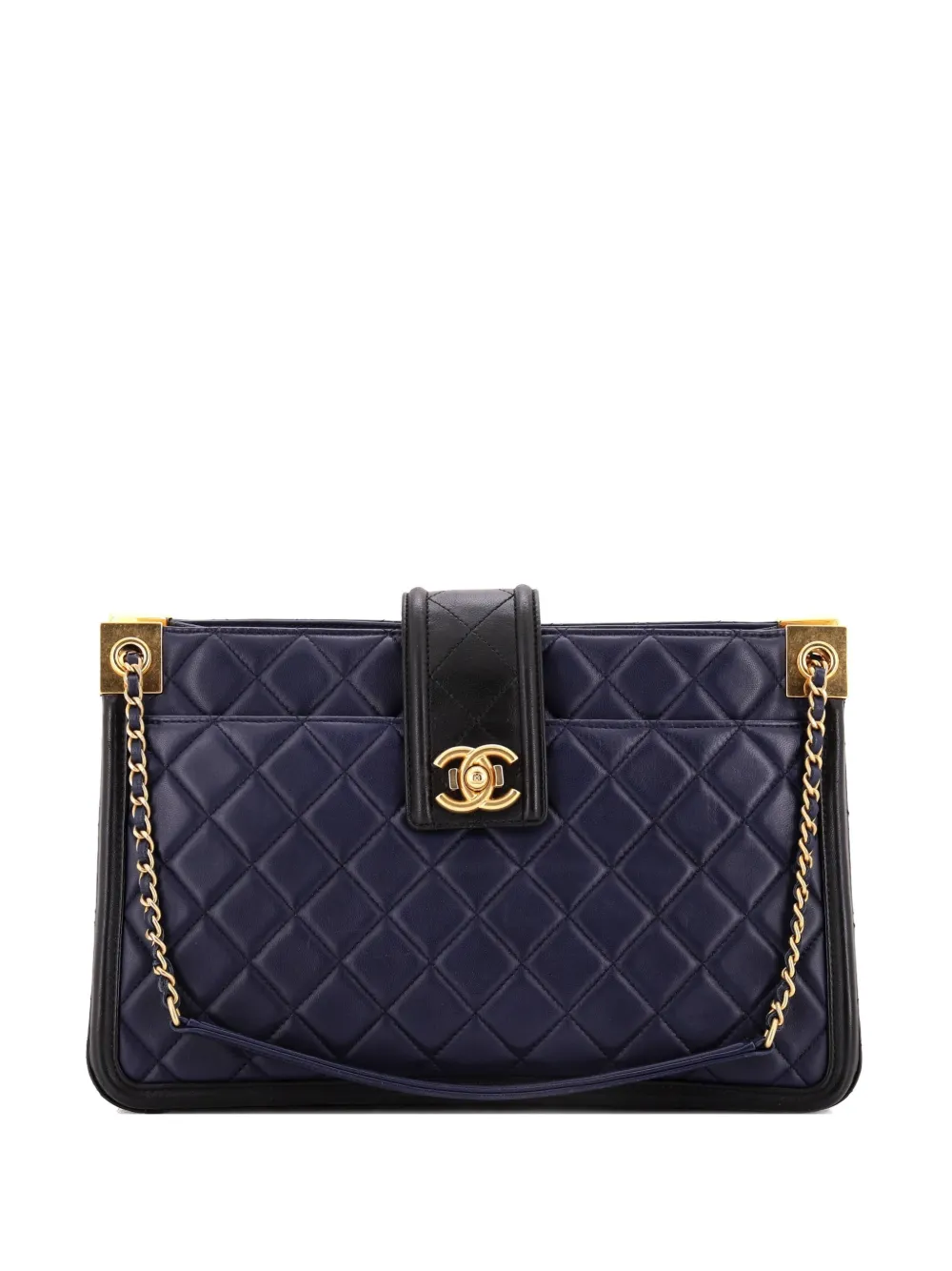 CHANEL Pre-Owned Elegant CC Tote Quilted Lambskin Large satchel - Nero