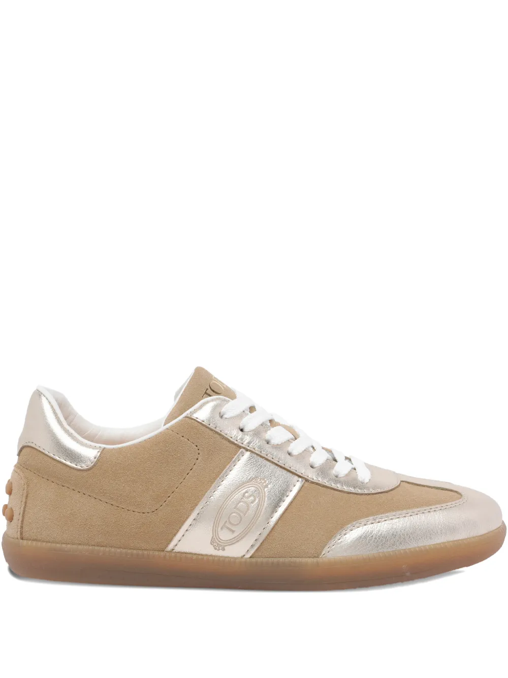 Tod's tab logo suede sneakers Beige