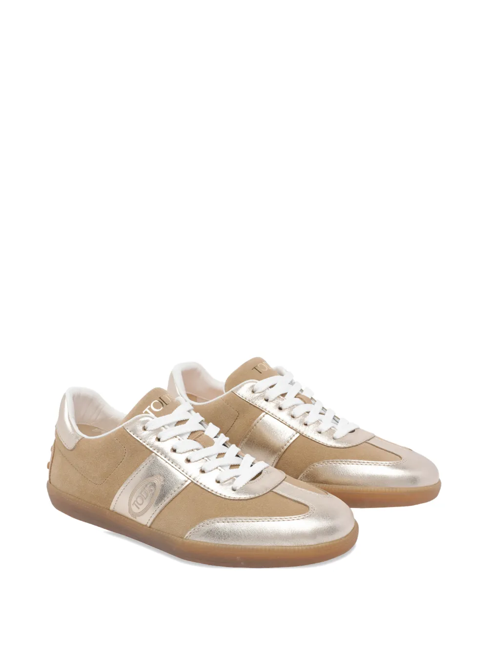 Tod's tab logo suede sneakers Beige
