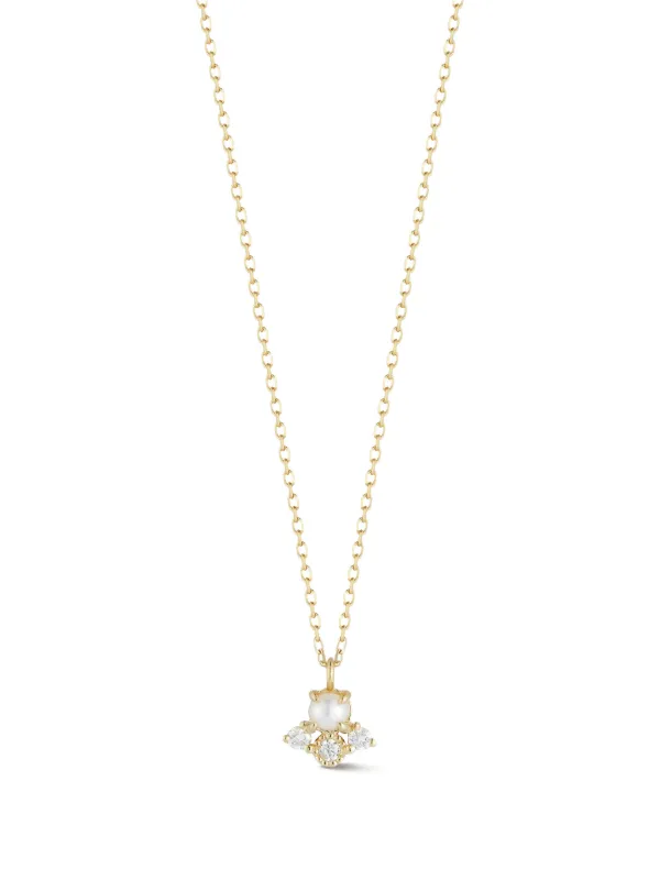 Mateo The Little Things Pearl and Diamond Necklace in Gold