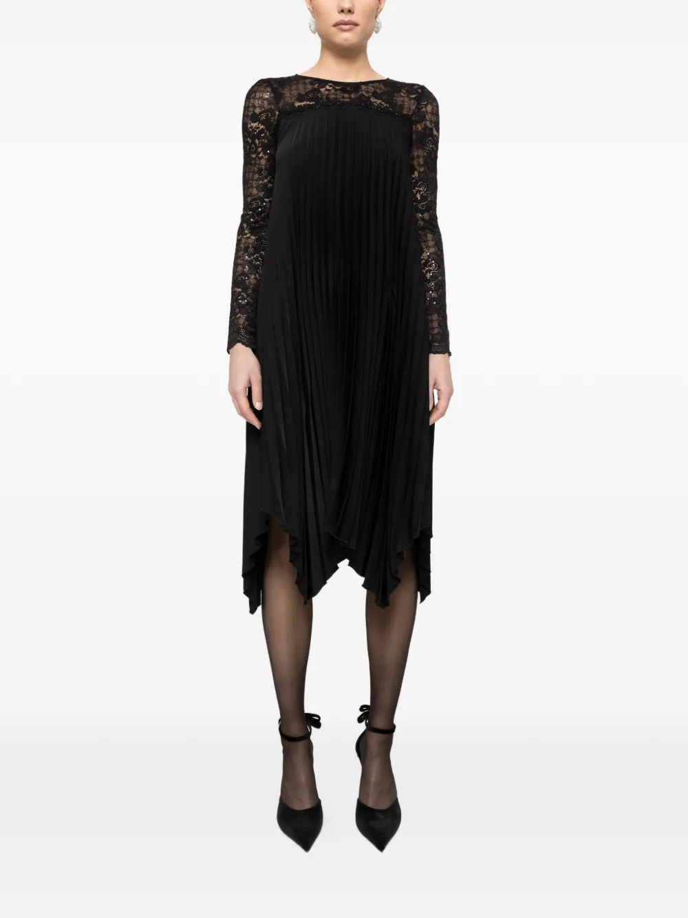 NISSA Abito midi plissettato - Nero