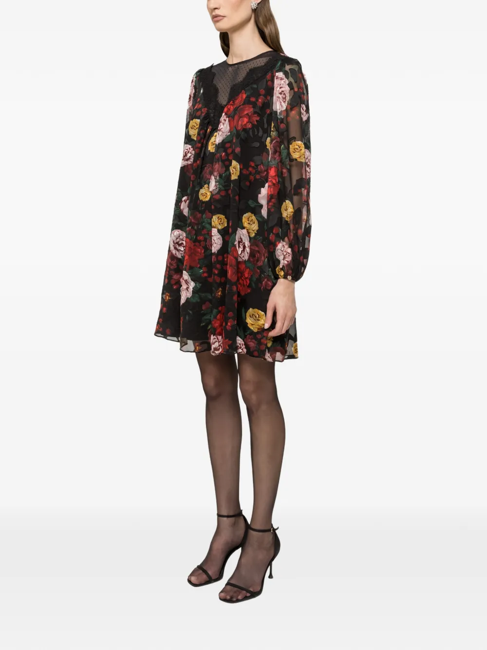 NISSA Mini-jurk met bloemenprint Zwart