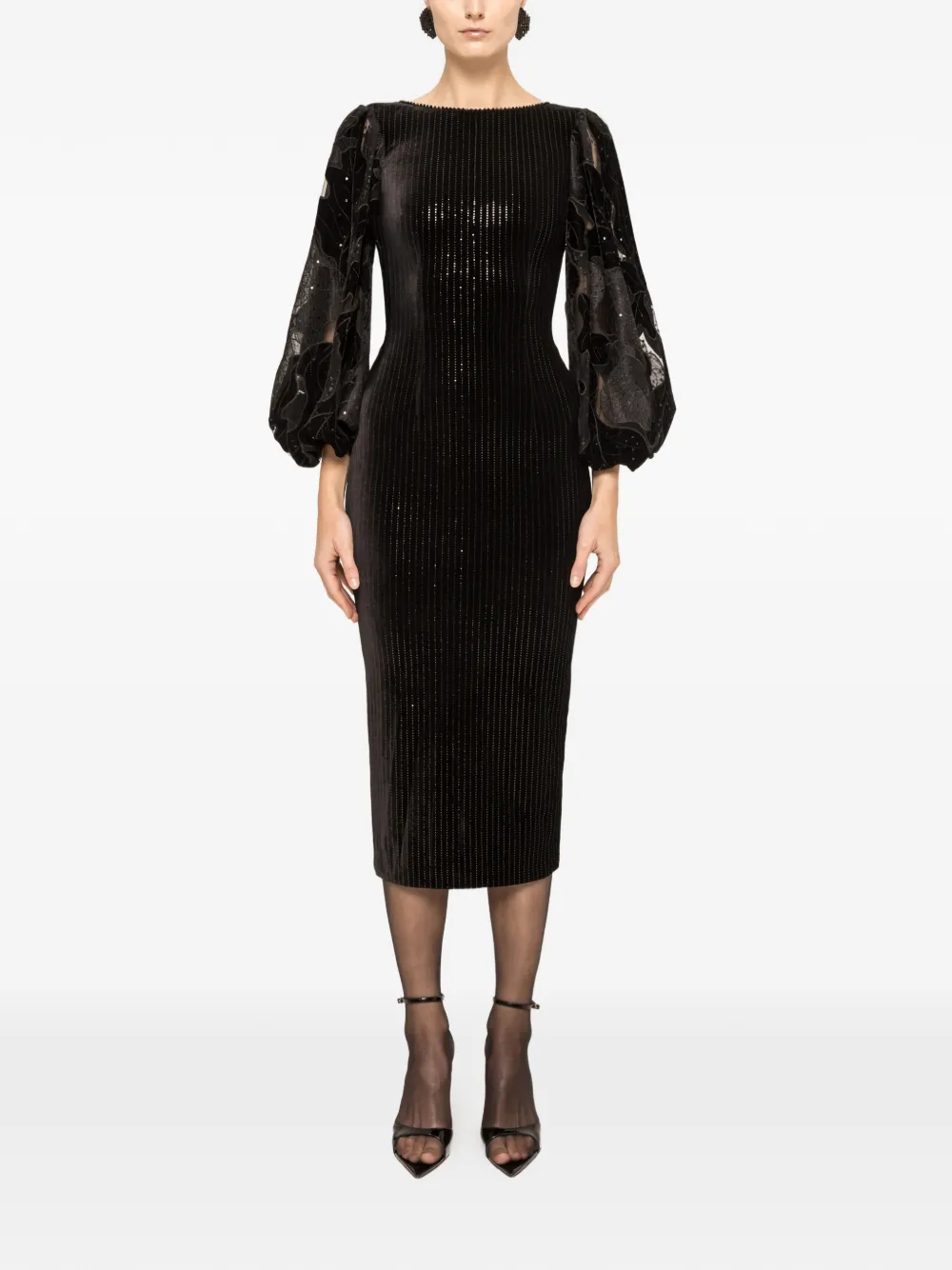 NISSA Fluwelen midi-jurk met pailletten - Zwart