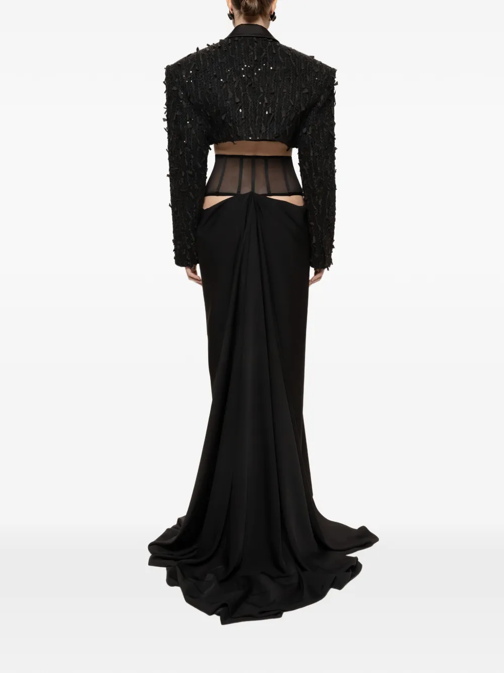  Nissa Sequin Cropped Blazer - Black 
