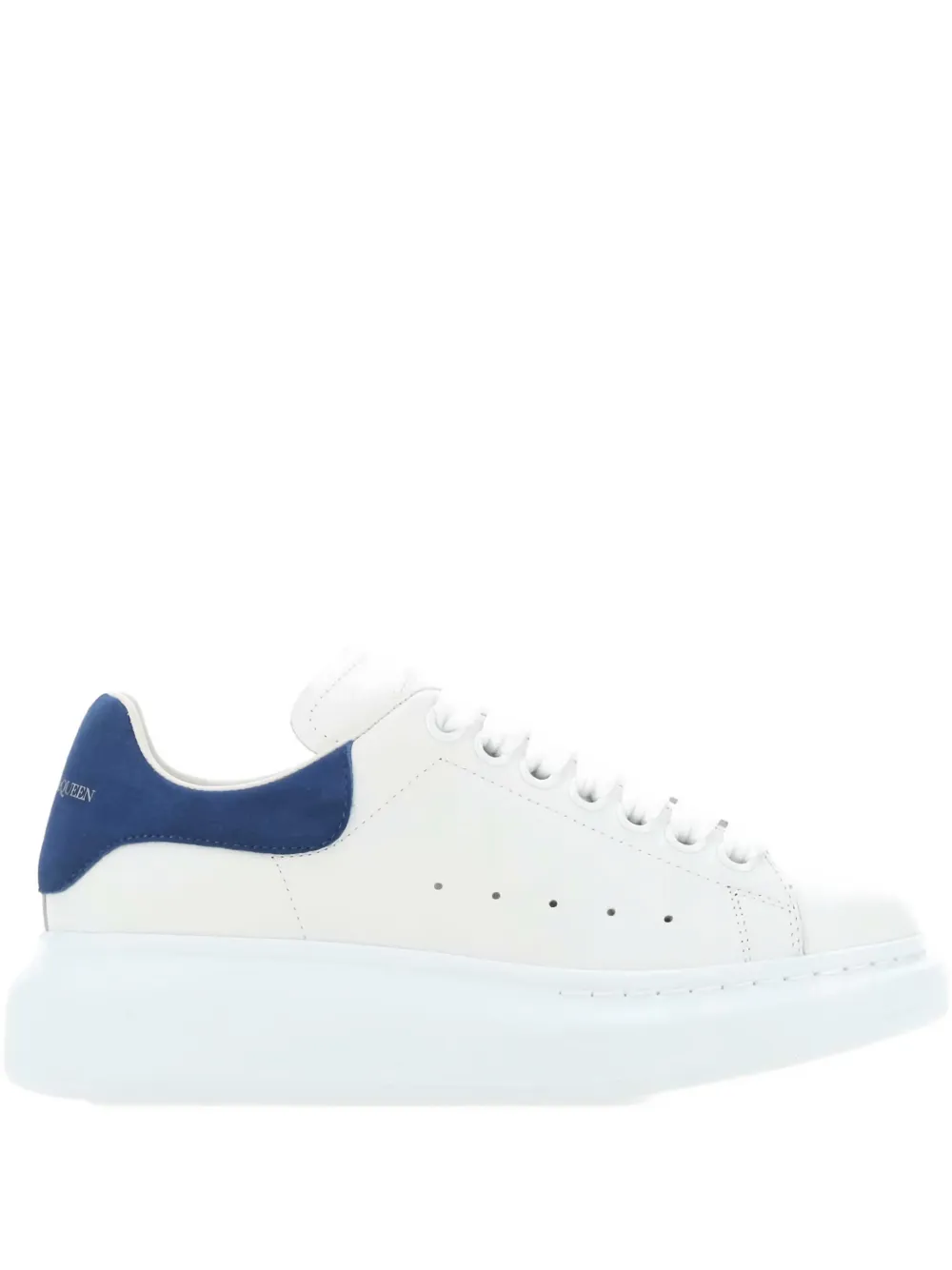 Alexander McQueen blue-detail leather sneakers - Weiß
