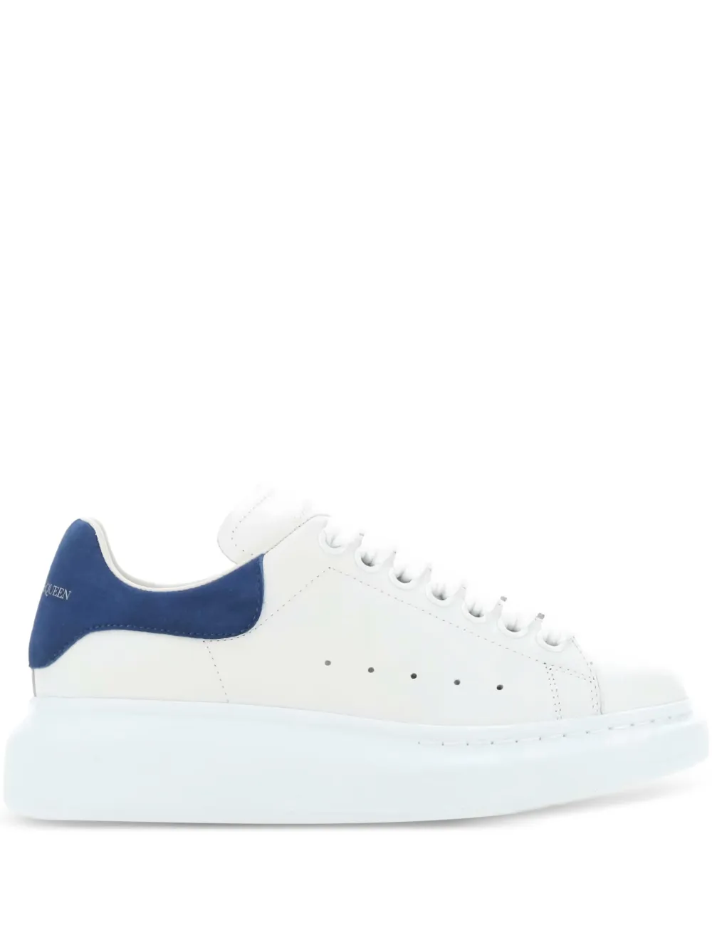 Alexander McQueen blue-detail leather sneakers - Weiß