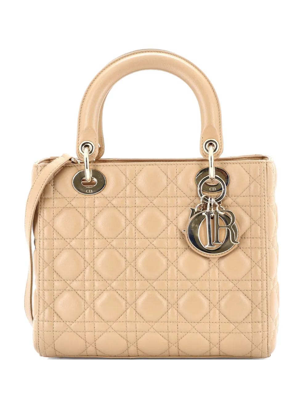 Christian Dior Pre-Owned Lady Dior Bag Cannage Quilt Lambskin Medium satchel - Toni neutri