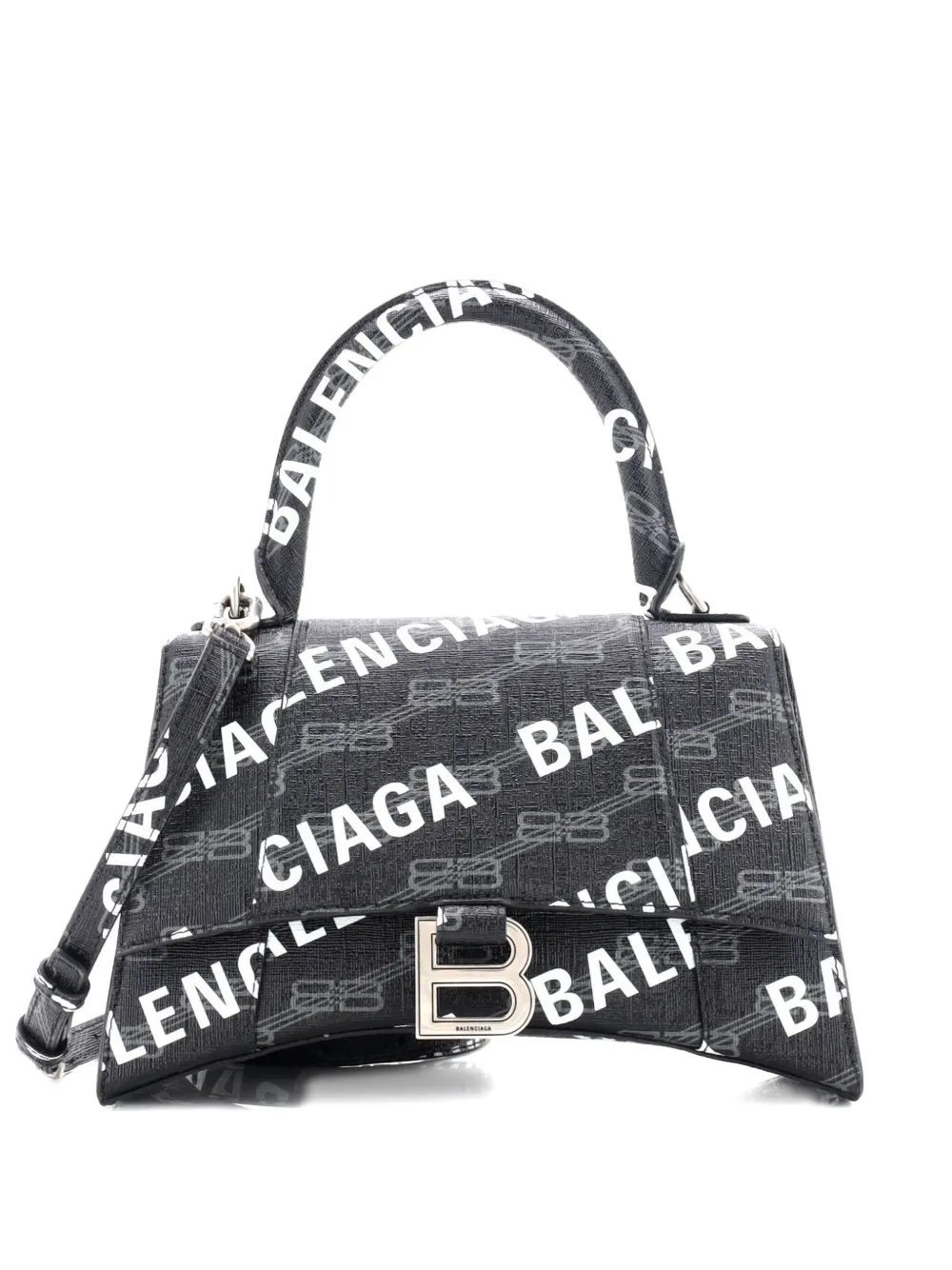 Balenciaga Pre-Owned Borsa a tracolla Hourglass piccola in tela cerata con monogramma - Nero