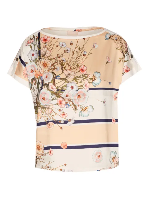 LIU JO t-shirt fleuri à boutons épaules