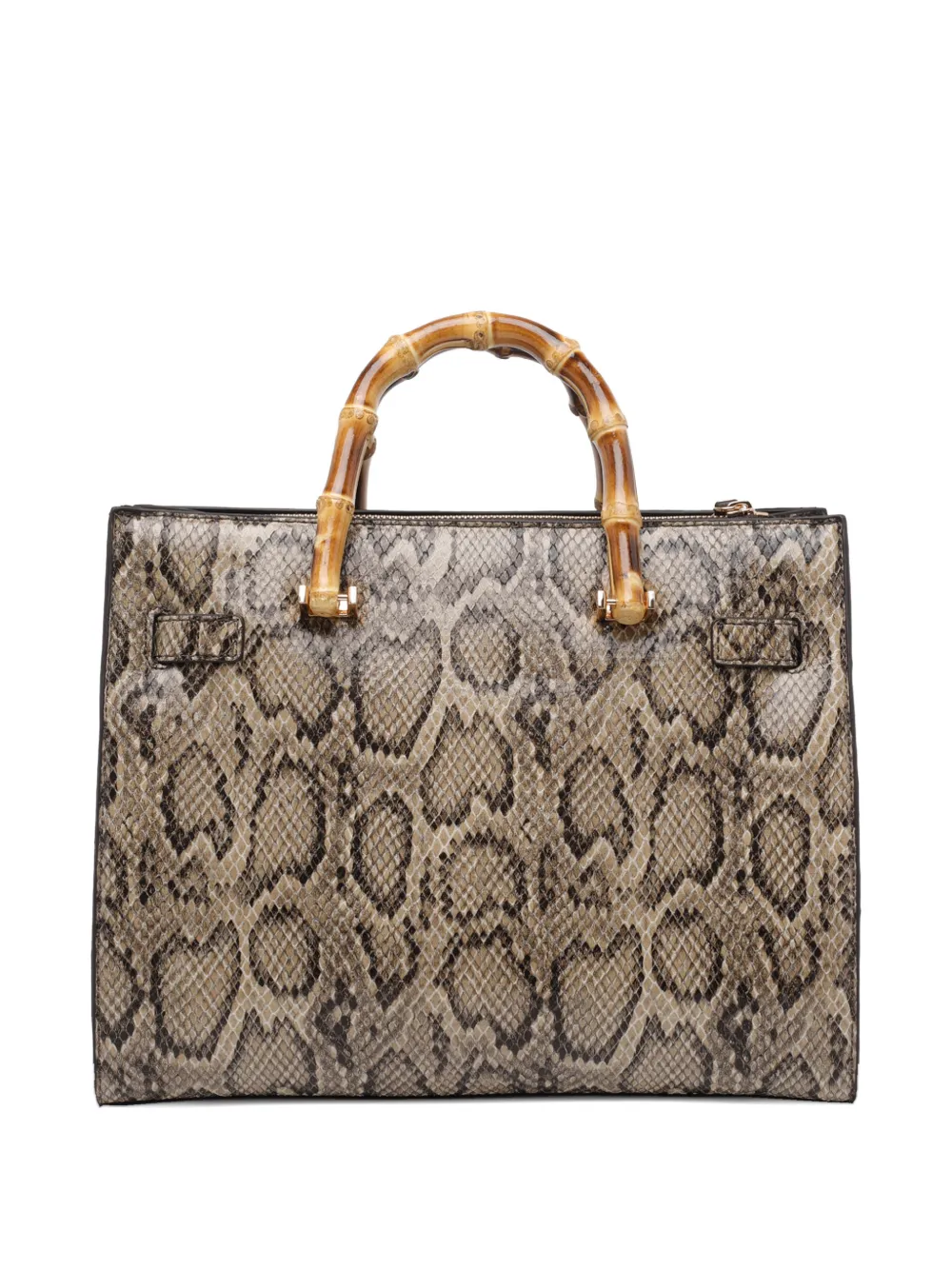 LIU JO logo python-print tote bag - Beige