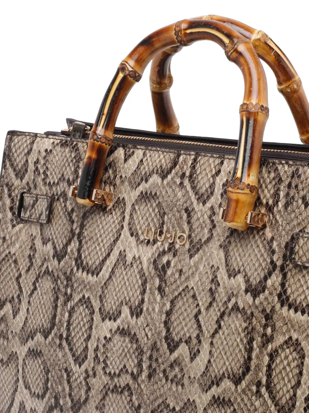  Liu Jo Logo Python-print Tote Bag - Neutrals 