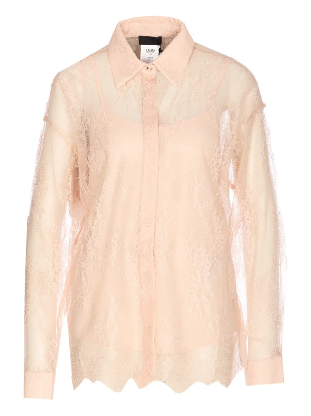 LIU JO all-over-lace button-fastening shirt - Rosa