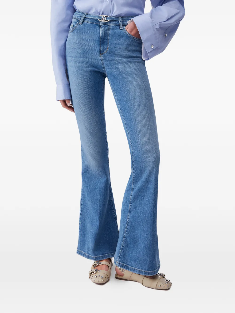  Liu Jo Belt-detail Flared Jeans - Blue 