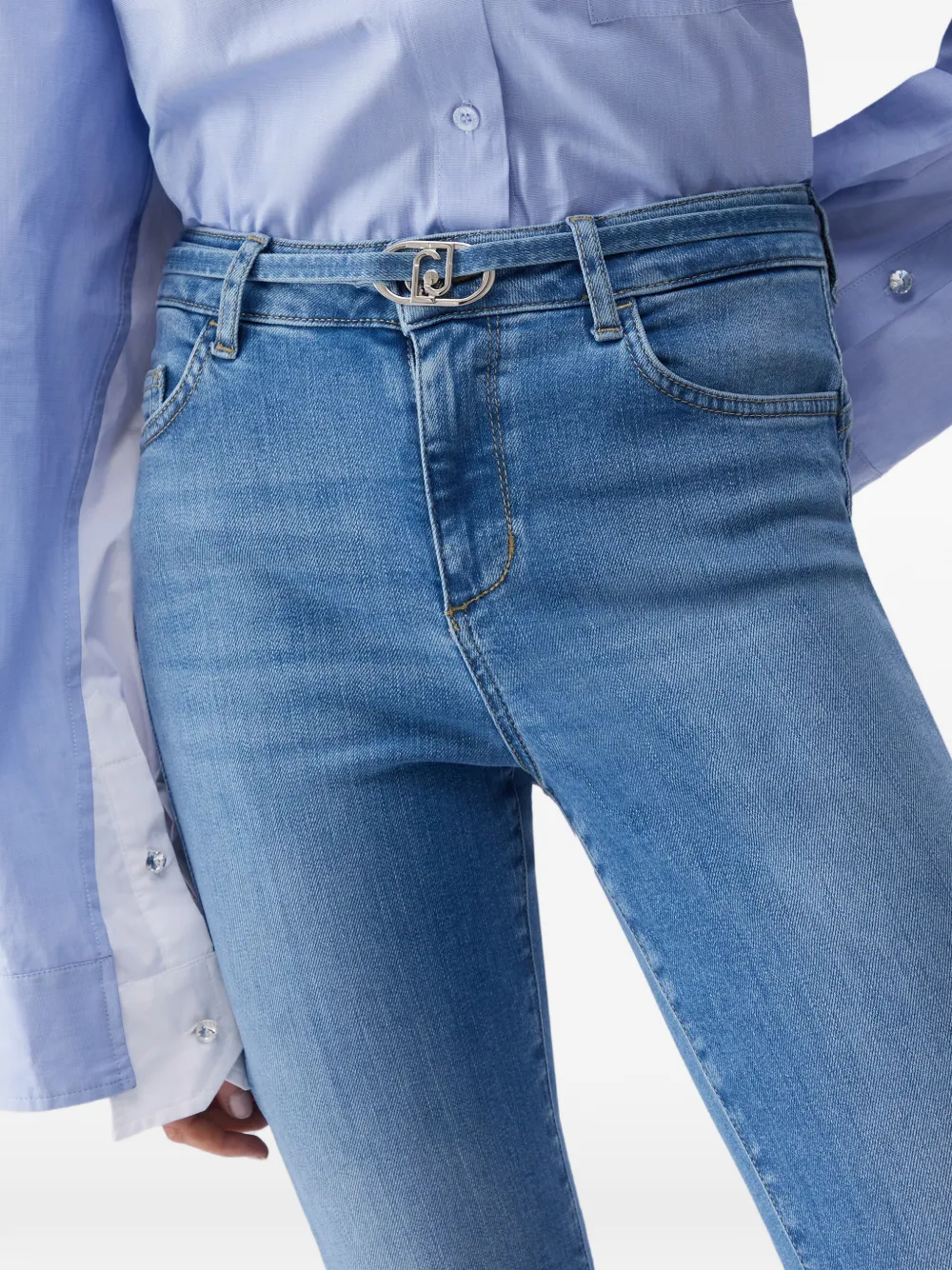 LIU JO Flared jeans met ceintuur Blauw