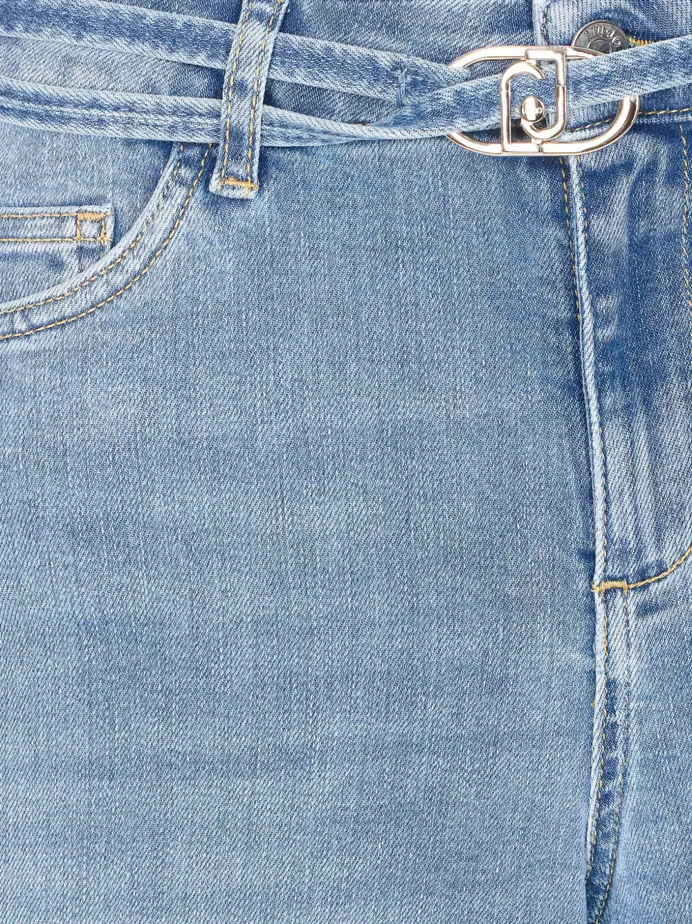 Belted Cuffed-Hem Jeans