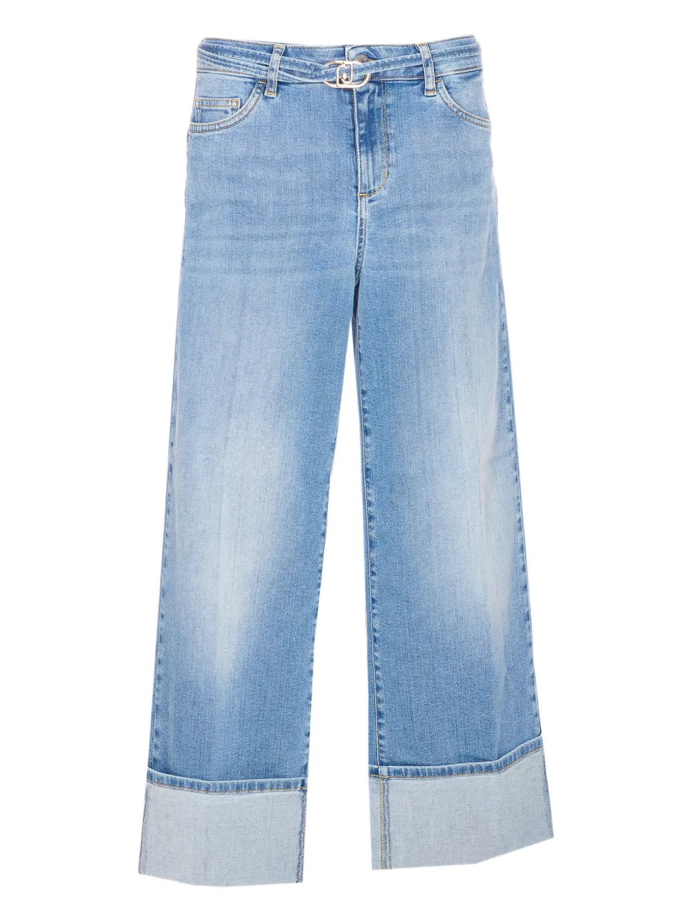 LIU JO belted cuffed-hem jeans - Blu