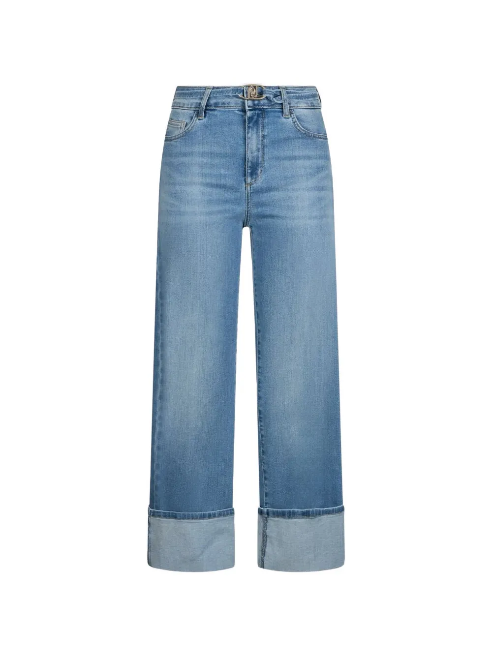 LIU JO belted cuffed-hem jeans - Blu