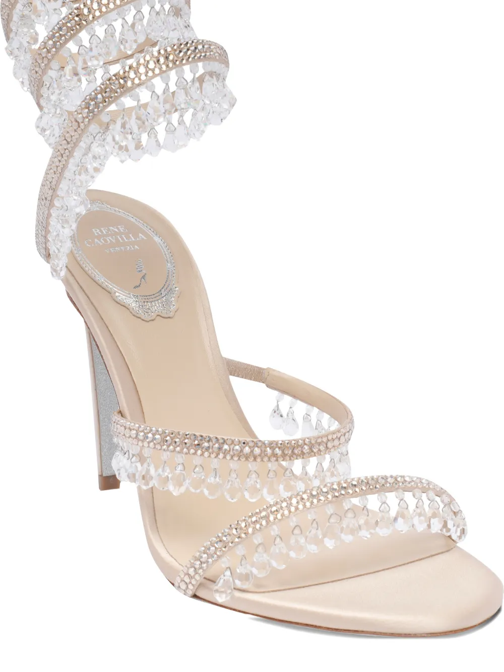 René Caovilla Chandelier sandalen met kristallen Beige
