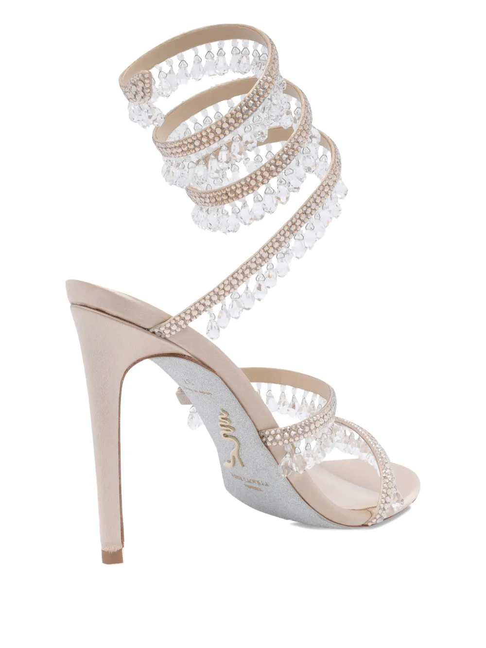 René Caovilla Chandelier sandalen met kristallen Beige