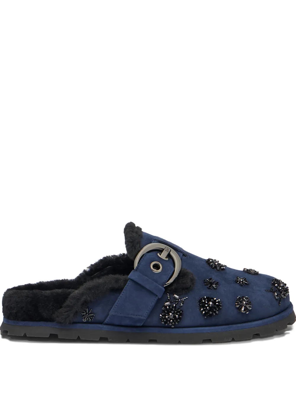 Stuart Weitzman Chrystie shearling buckle mule | Blue | Image 1