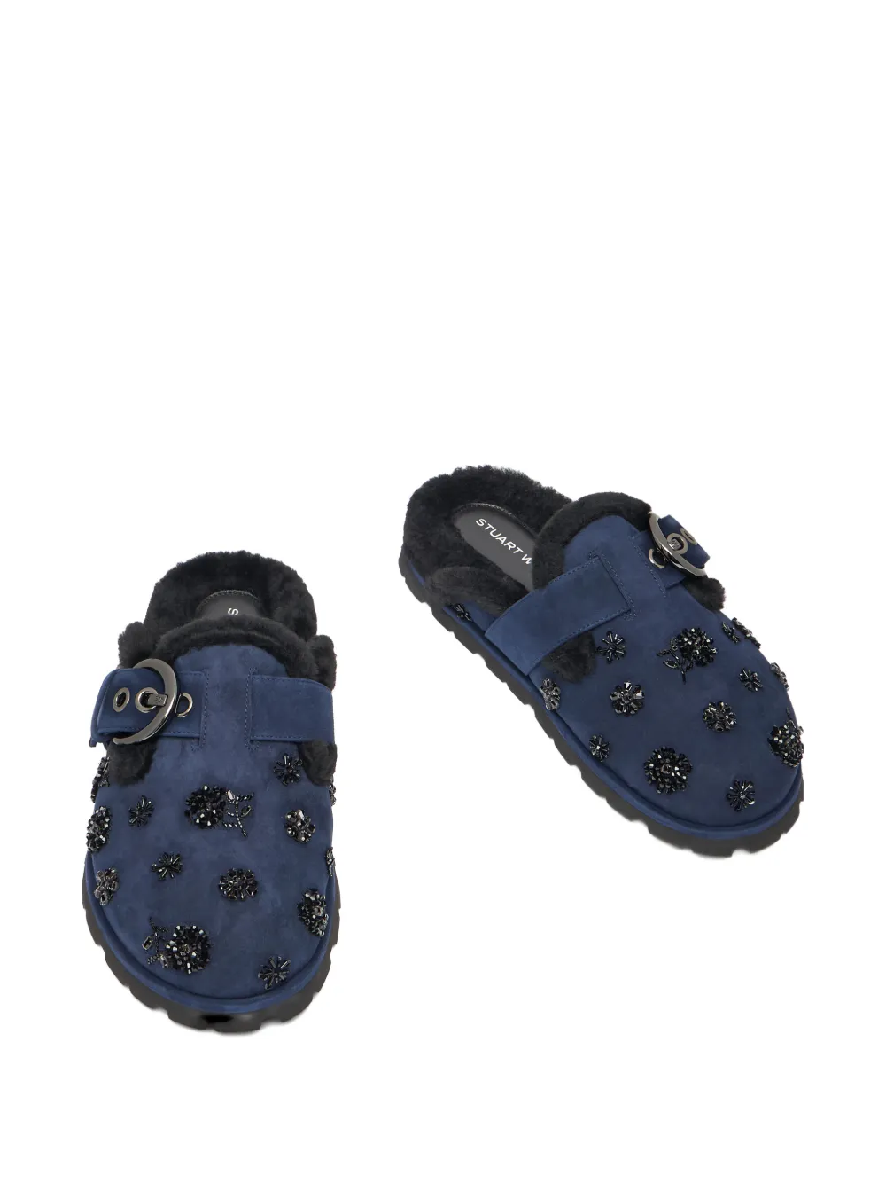 Stuart Weitzman Chrystie lammy muiltjes met gesp Blauw