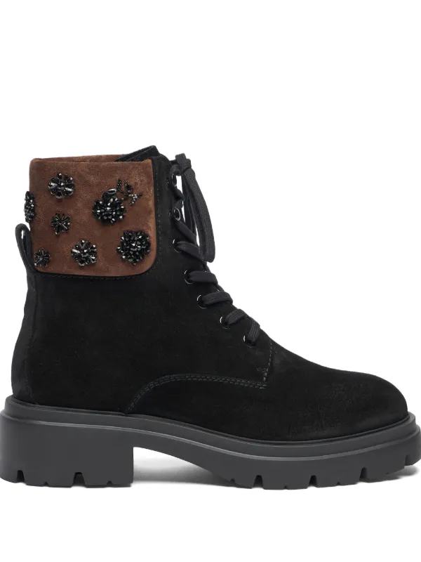 Stuart Weitzman Hudson Lace-up Boots in Black