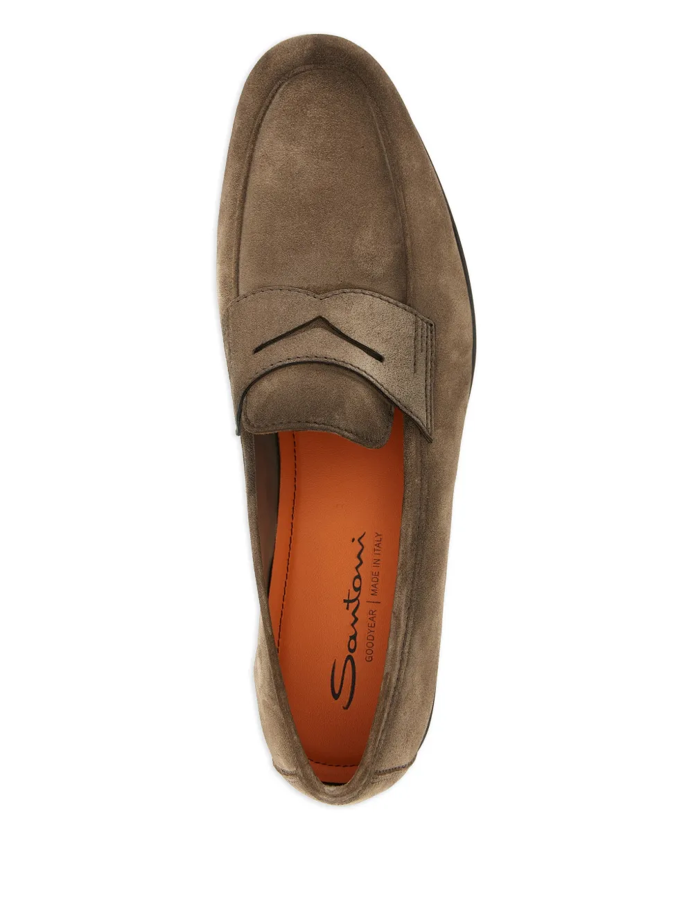Santoni Carlos loafers met penny voorkant Bruin
