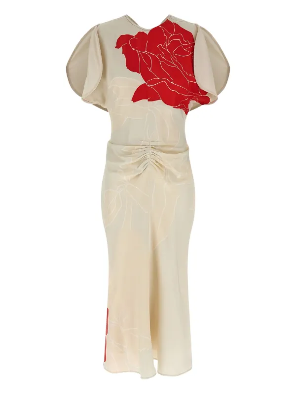 knee length dresses for ladies Gathered Waist Midi Dress in Port