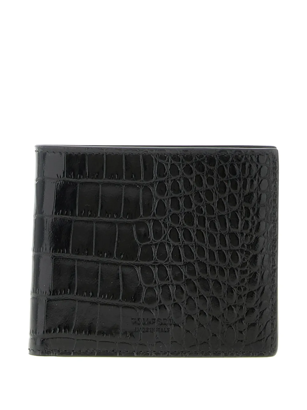TOM FORD crocodile-pattern bifold wallet | Black | Image 1