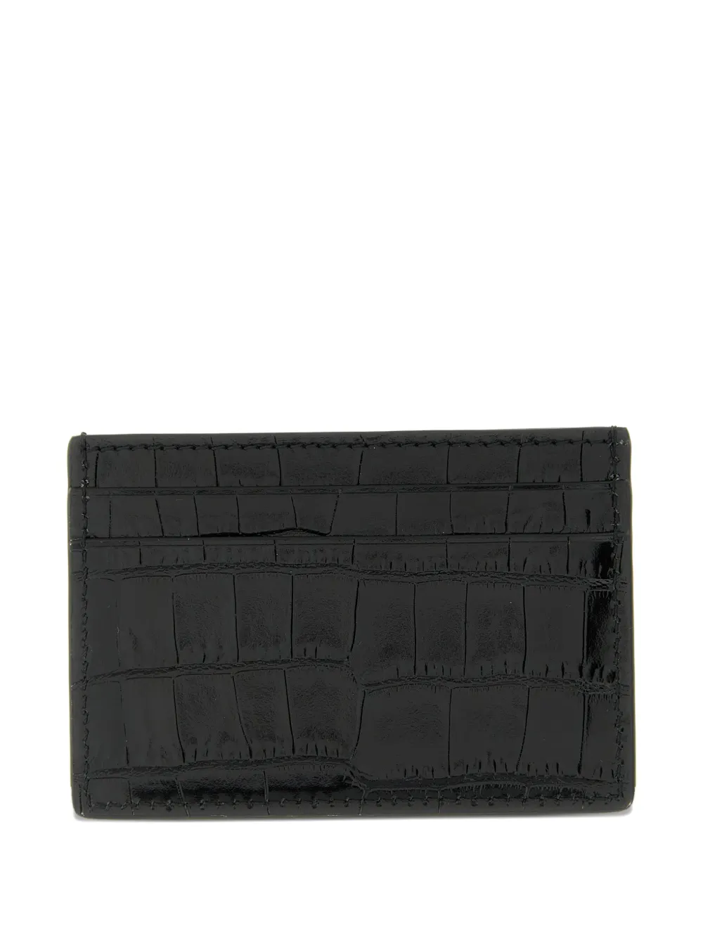 TOM FORD crocodile shiny leather card holder - Nero