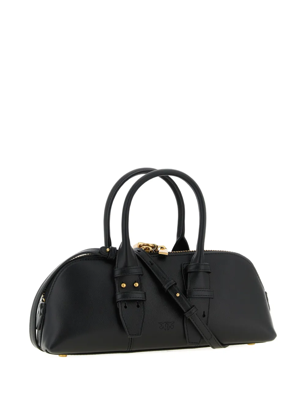 PINKO small Escape love birds leather shoulder bag - Zwart