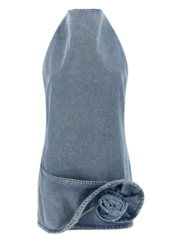 Magda Butrym Denim Flower Mini Dress | Blue | FARFETCH ID