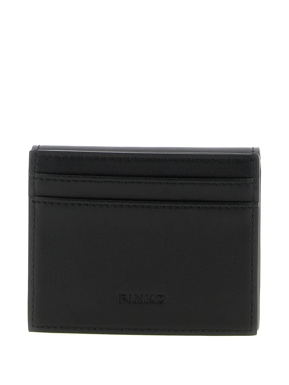 PINKO Saddle metal rings leather wallet - Zwart
