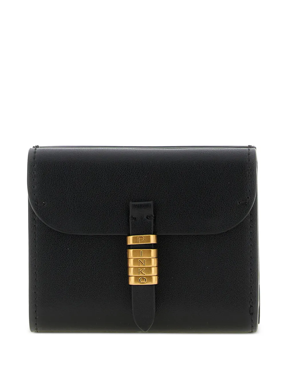 PINKO Saddle metal rings leather wallet - Nero