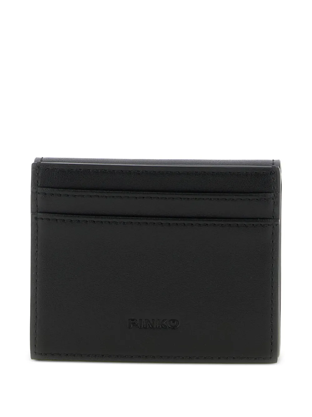 PINKO Saddle leren portemonnee met metalen ringen Zwart