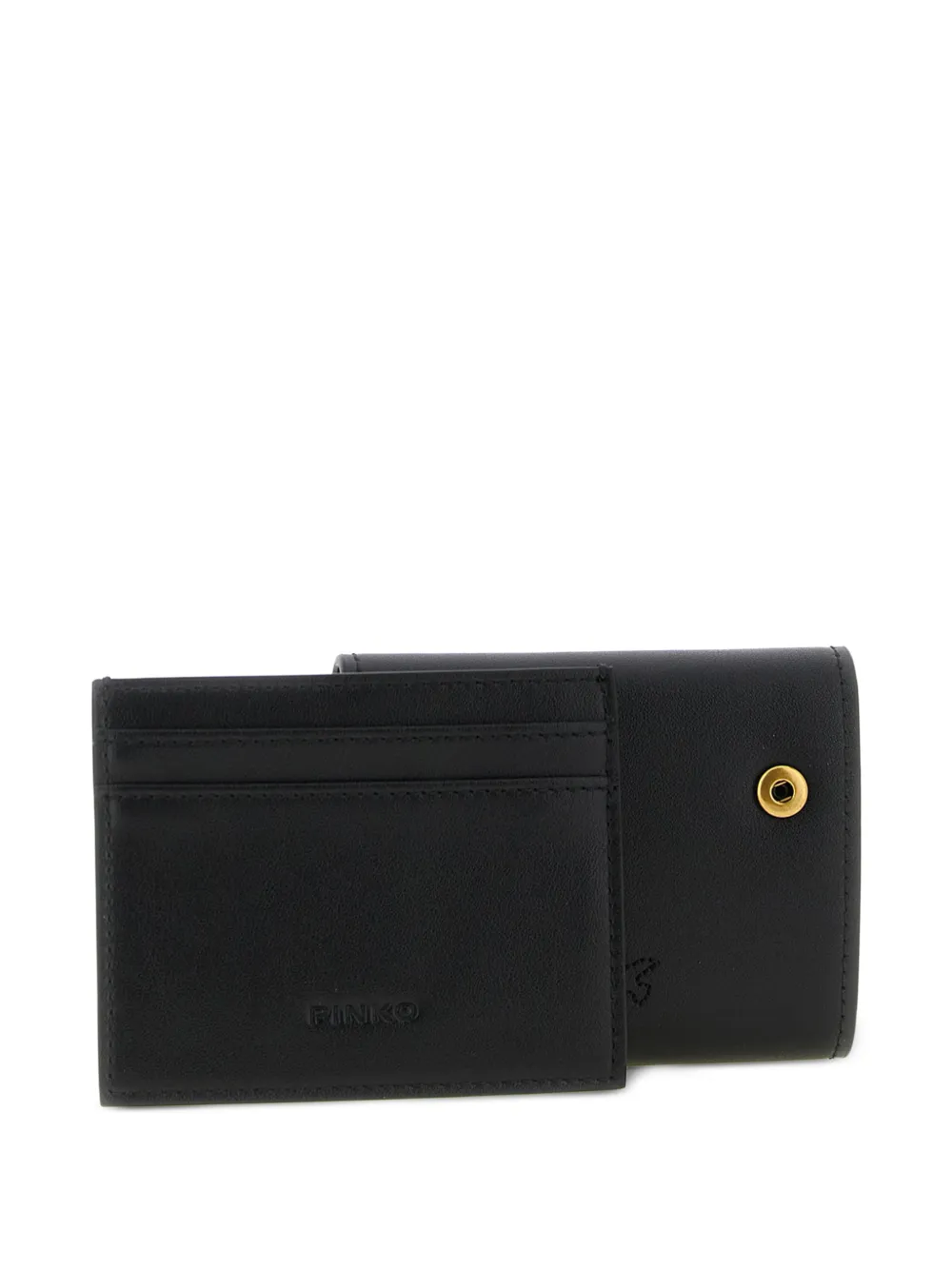 PINKO Saddle leren portemonnee met metalen ringen Zwart