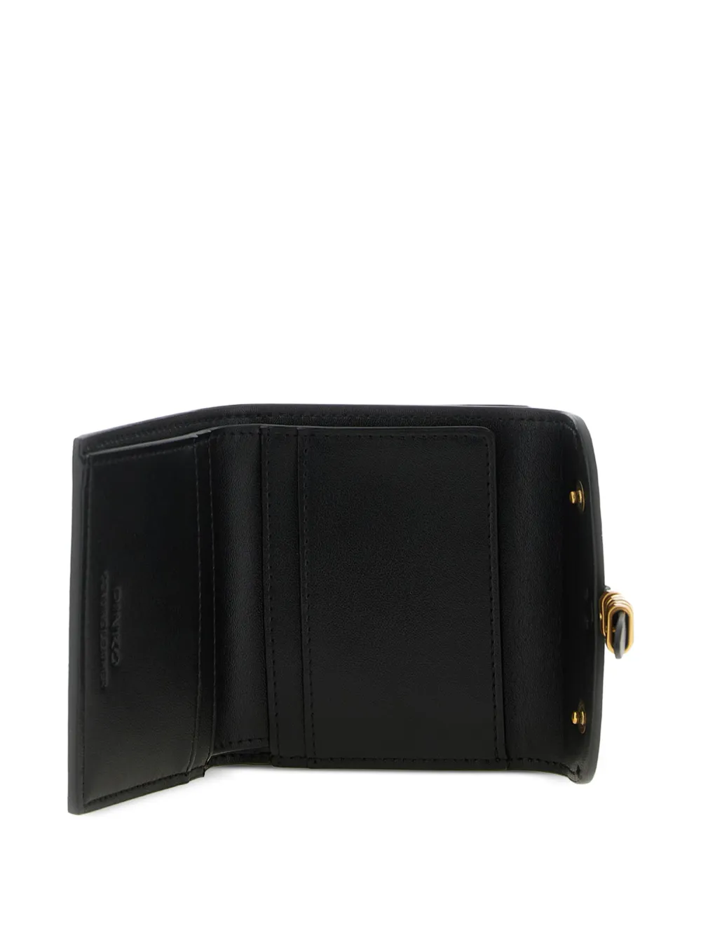 PINKO Saddle leren portemonnee met metalen ringen Zwart