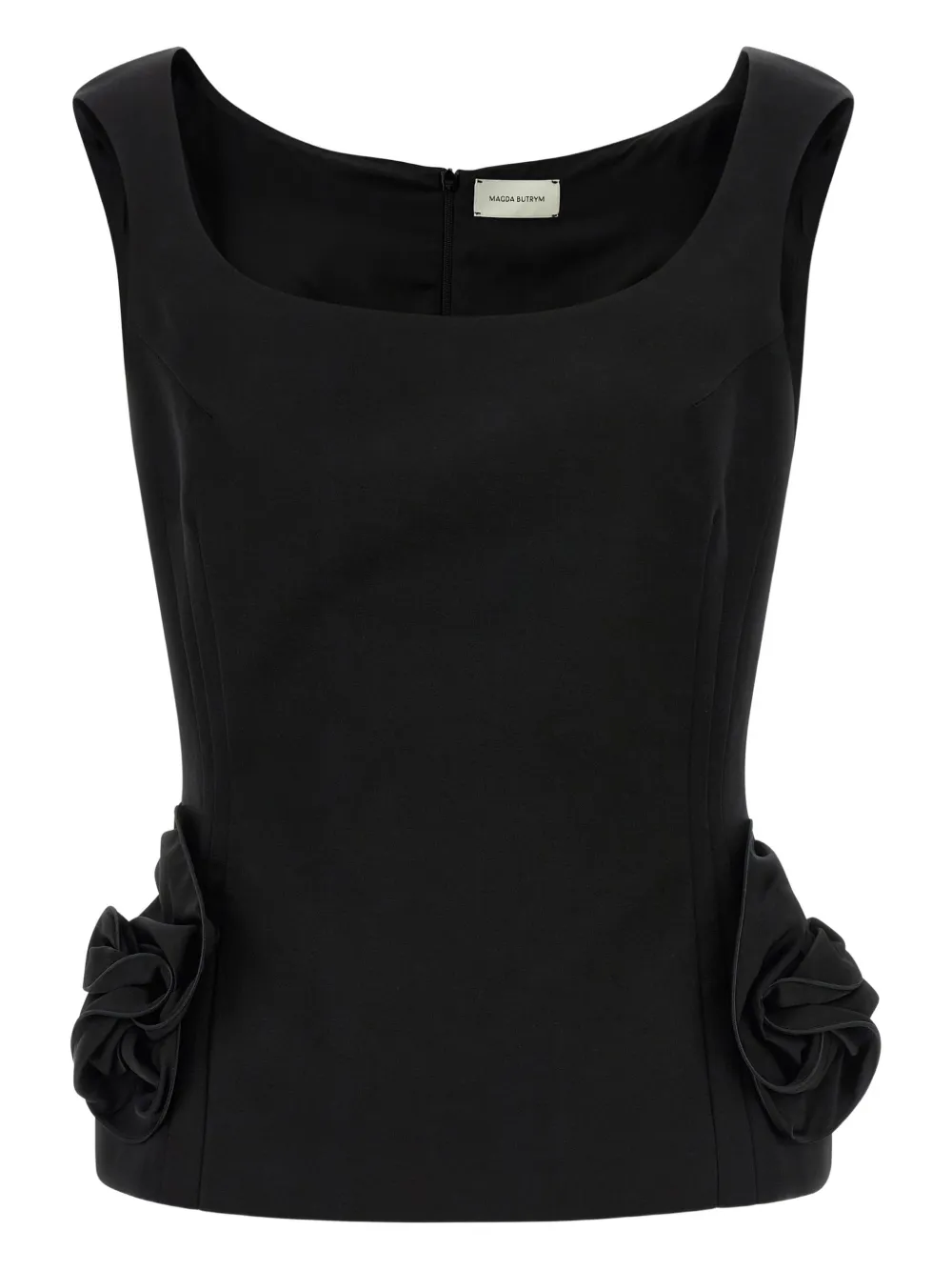 Magda Butrym floral-ruffle sleeveless top - Nero