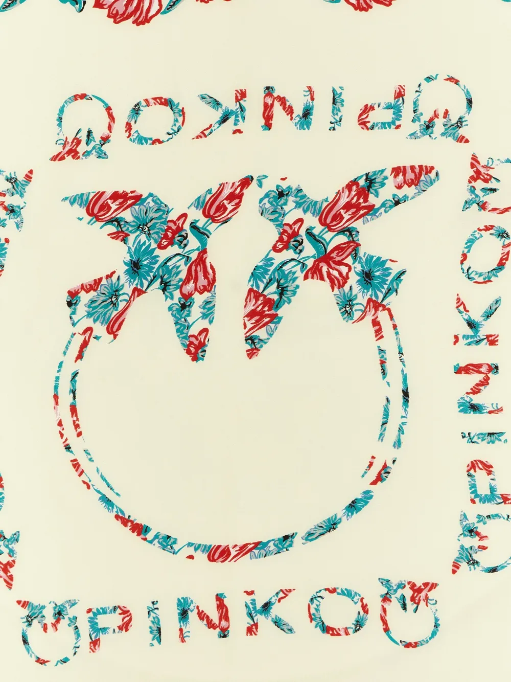 PINKO logo floral-print scarf - Beige