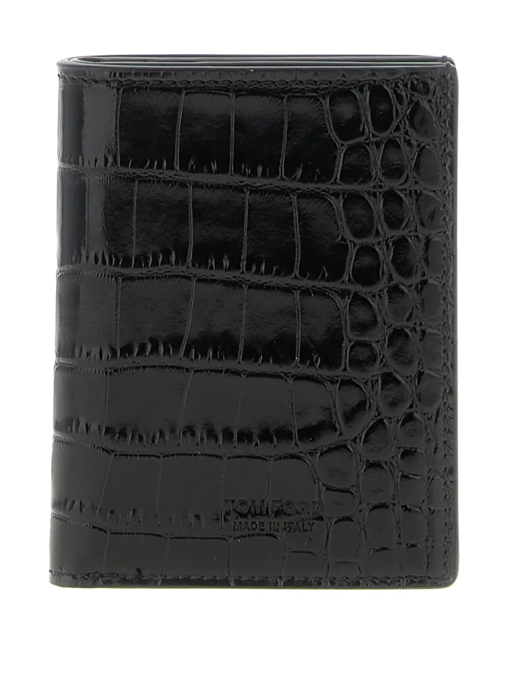 TOM FORD croc-pattern logo card holder - Nero