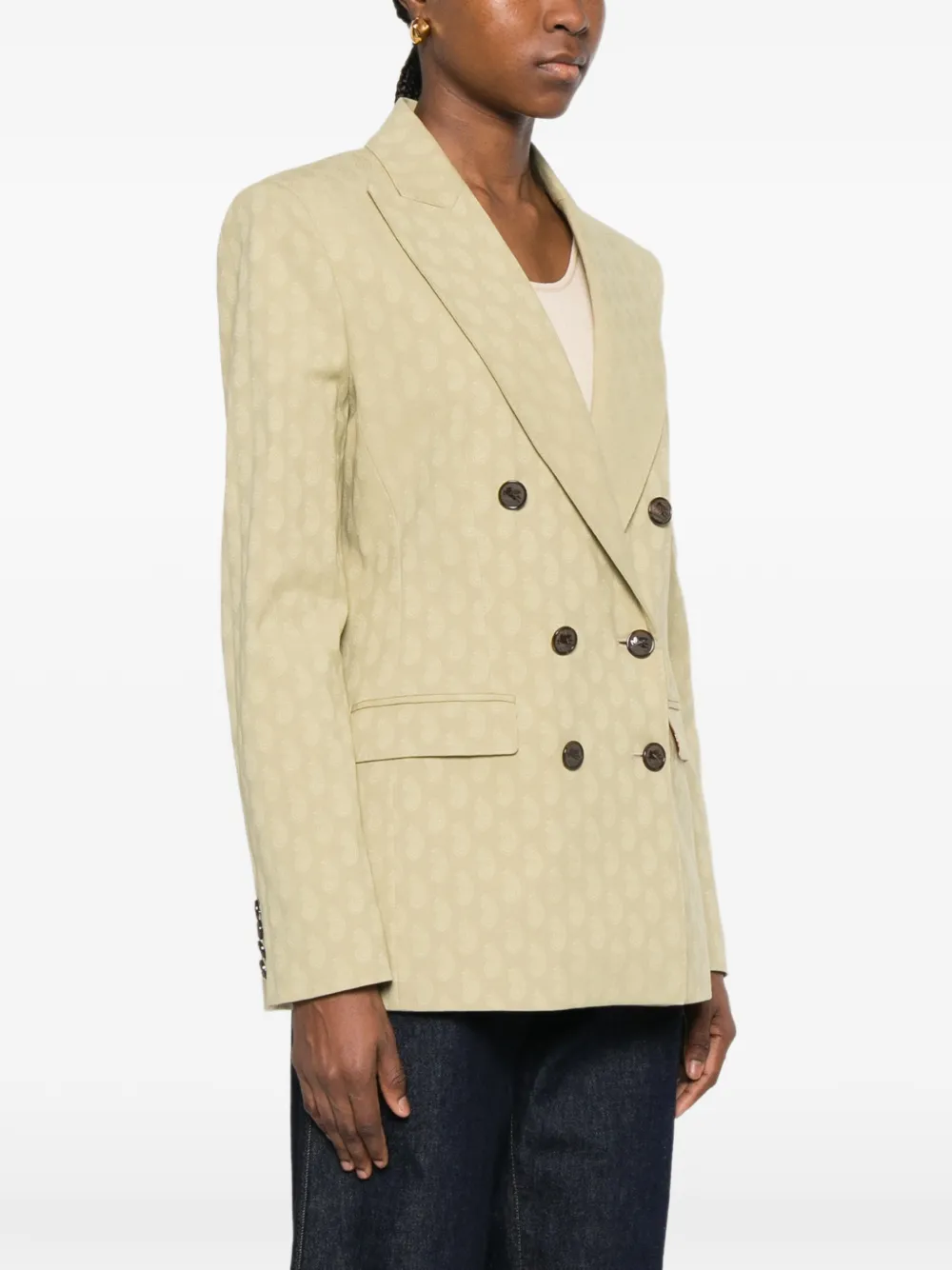  Etro Double-breasted Patterned Blazer - Green 