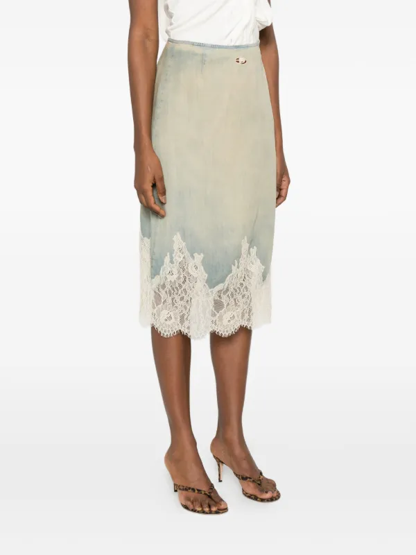 Diesel lace-trim Midi Skirt | Blue | FARFETCH BN
