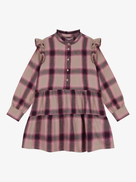 Tommy Hilfiger Junior vestido con motivo de cuadros y volantes