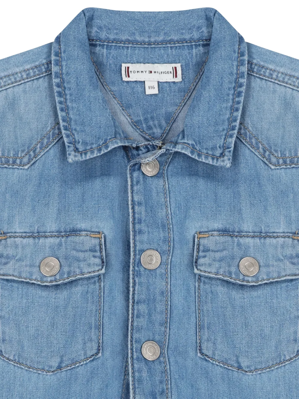 Tommy Hilfiger Junior Denim jurk met zak Blauw
