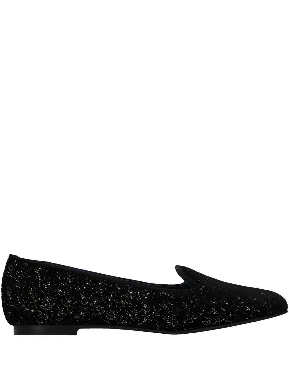 Castañer velvet floral-embroidery loafers - Nero