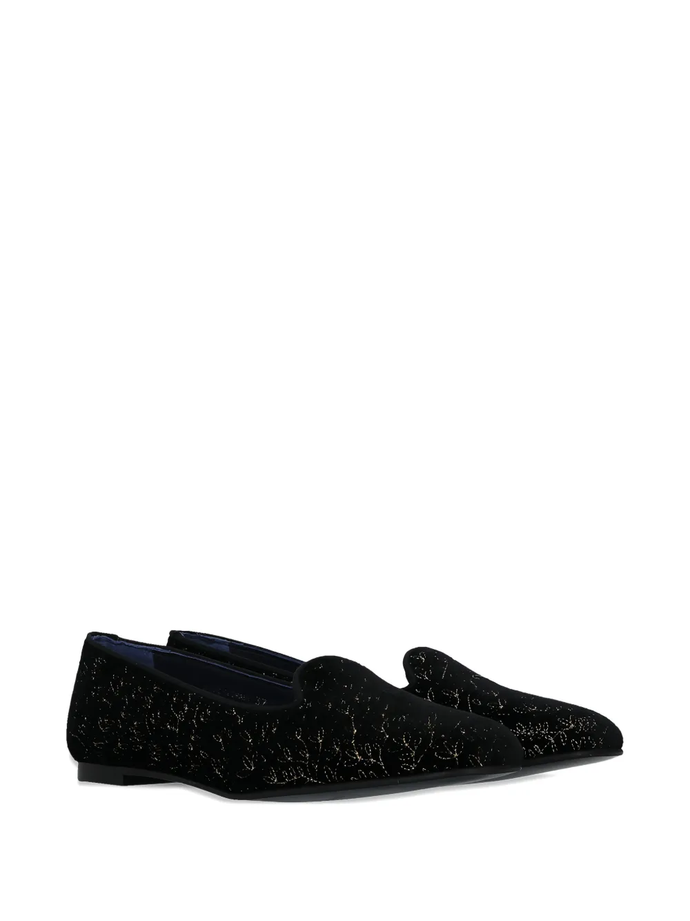 Castañer velvet floral-embroidery loafers - Zwart