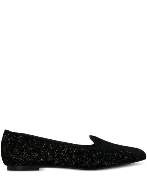 Castañer velvet floral-embroidery loafers