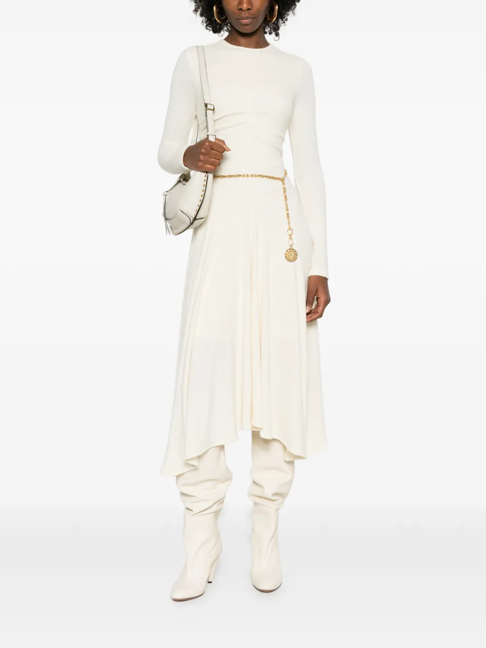 ISABEL MARANT Flora ruched midi dress - Beige