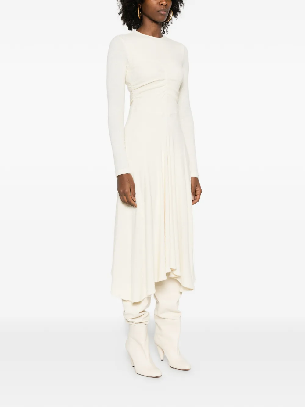 ISABEL MARANT Flora midi-jurk met ruches Beige
