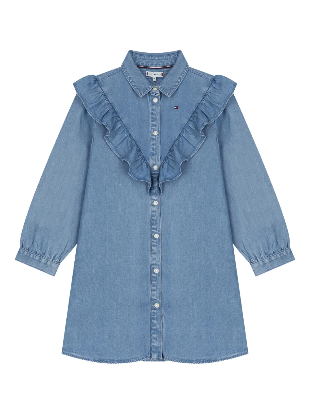 Tommy Hilfiger Junior ruffled-detail denim dress - Blu